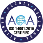 ISO 14001:2015 certification badge for environmental management