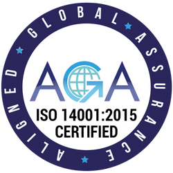ISO 14001:2015 certification badge for environmental management