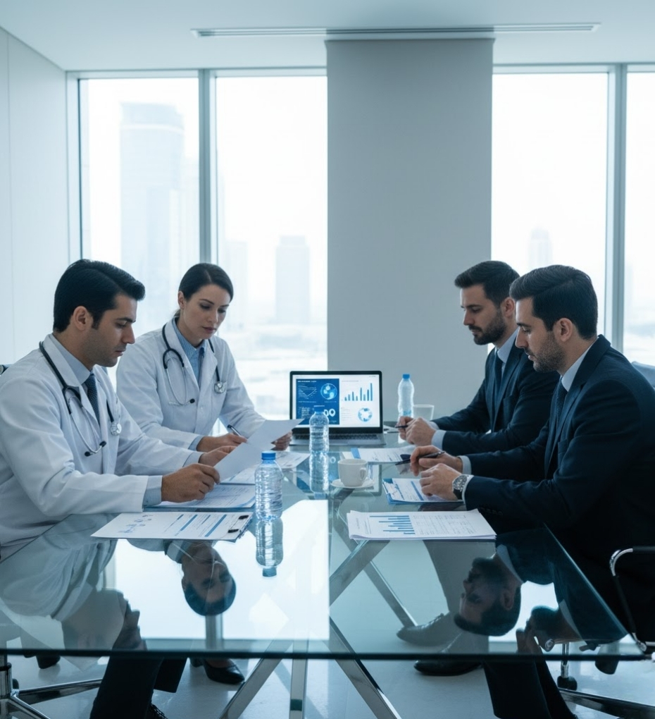 doctors and citadel professional team meeting to check quality controls documents
